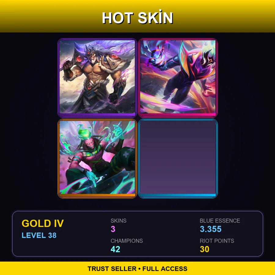 EUNE | Lv38 | Gold IV | 3 Skin | 42 Champ