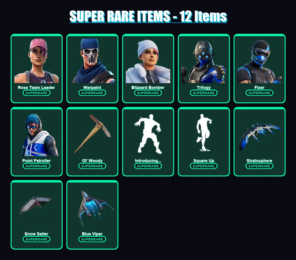[PC/XBOX/PSN] | Rose Team Leader | Warpaint | Blizzard Bomber | Trilogy | Fixer | 50 skin | 68 pickaxe | 48 emote | 48 glider | Lv472