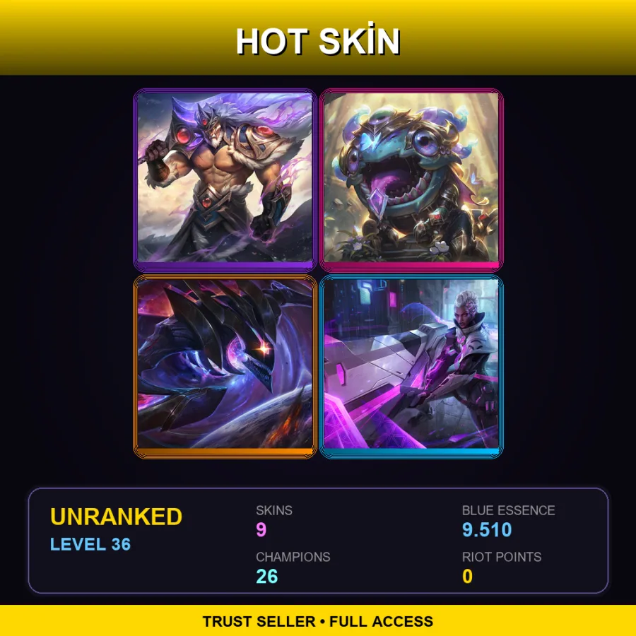 TR | Lv36 | Unranked | 9 Skin | 26 Champ