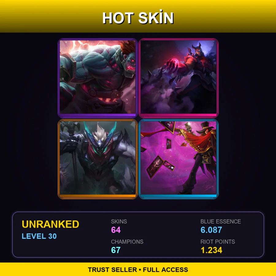 NA | Lv30 | Unranked | 64 Skin | 67 Champ — LoL account