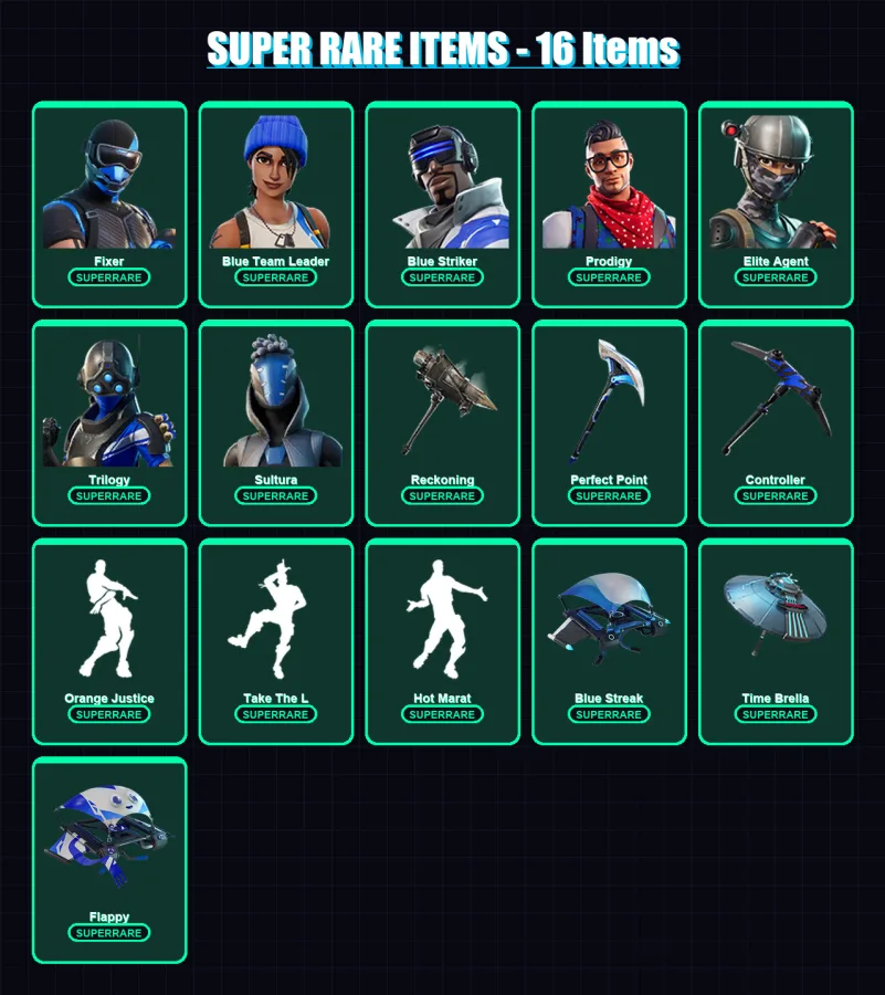 [PS4/PS5/XBOX/PC] | Fixer | Blue Team Leader | Blue Striker | Prodigy | Elite Agent | 76 skin | 77 pickaxe | 75 emote | 72 glider | Lv867