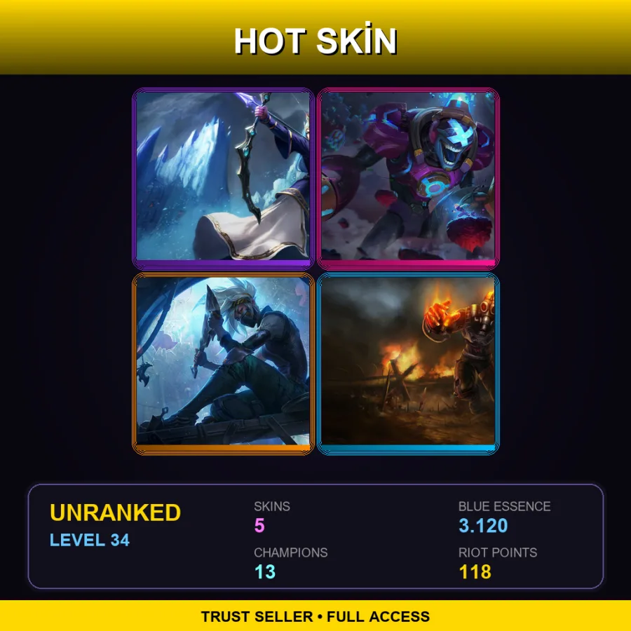 EUW | Lv34 | Unranked | 5 Skin | 13 Champ