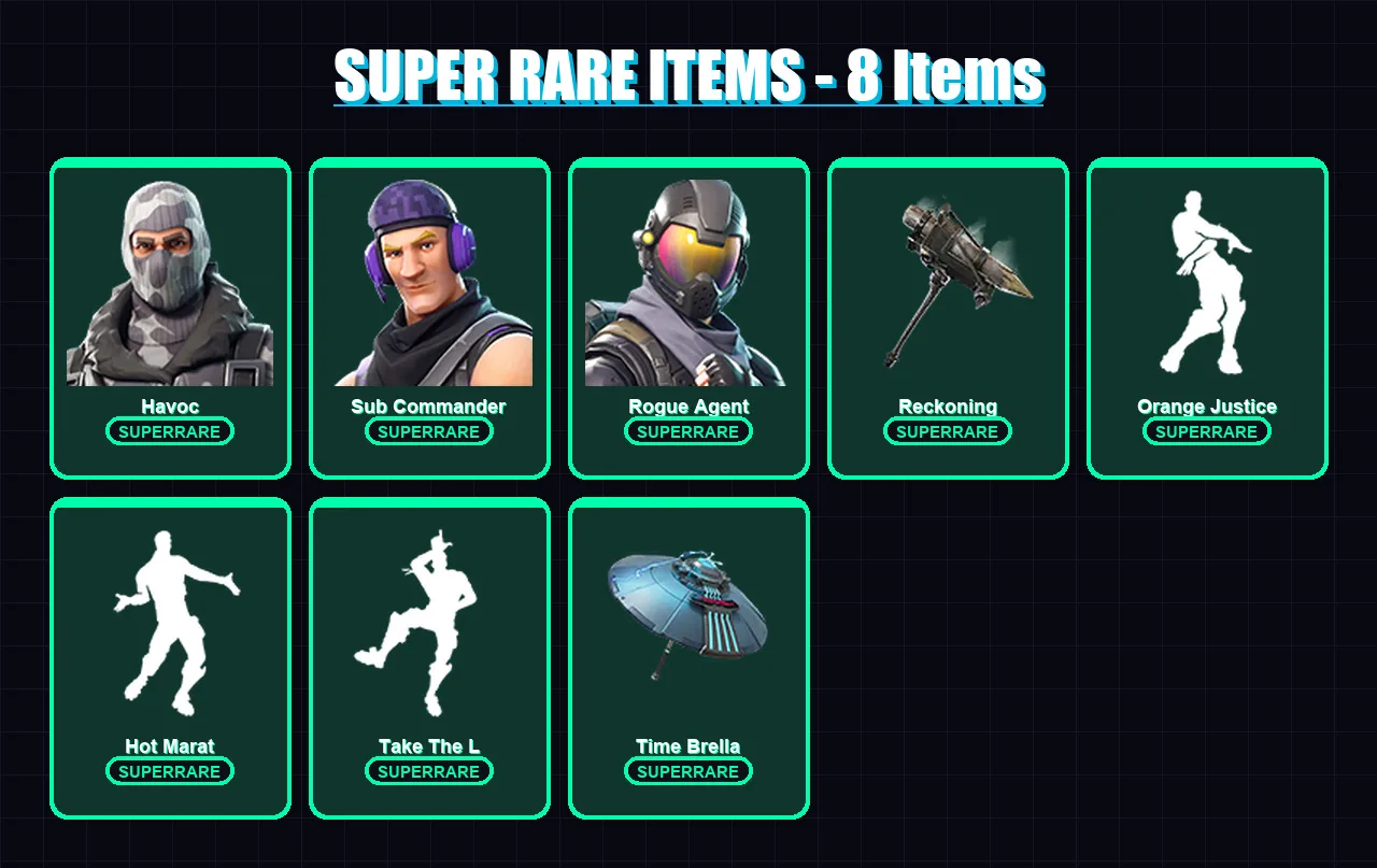 [PC/PSN] | Havoc | Sub Commander | Rogue Agent | Lynx | Carbide | 25 skin | 20 pickaxe | 31 emote | 26 glider | Lv367