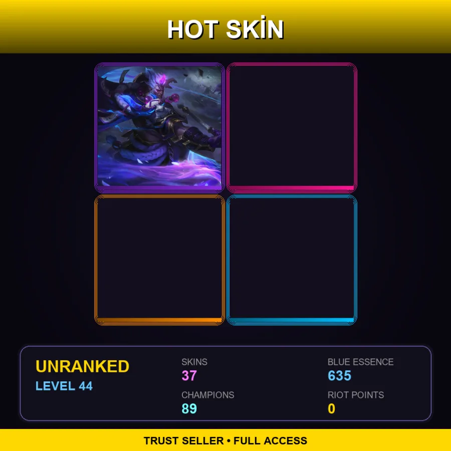 VN | Lv44 | Unranked | 37 Skin | 89 Champ