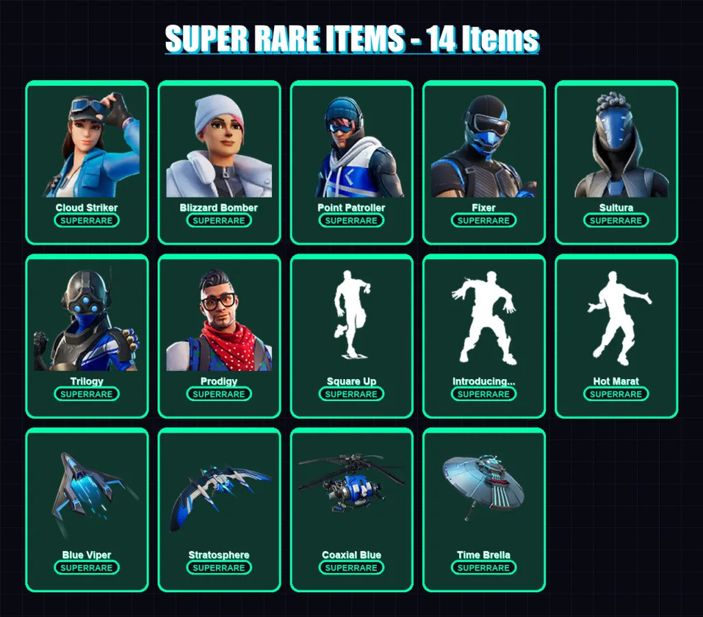 [PC/XBOX] | Cloud Striker | Blizzard Bomber | Point Patroller | Fixer | Sultura | 89 skin | 116 pickaxe | 97 emote | 116 glider | Lv1478