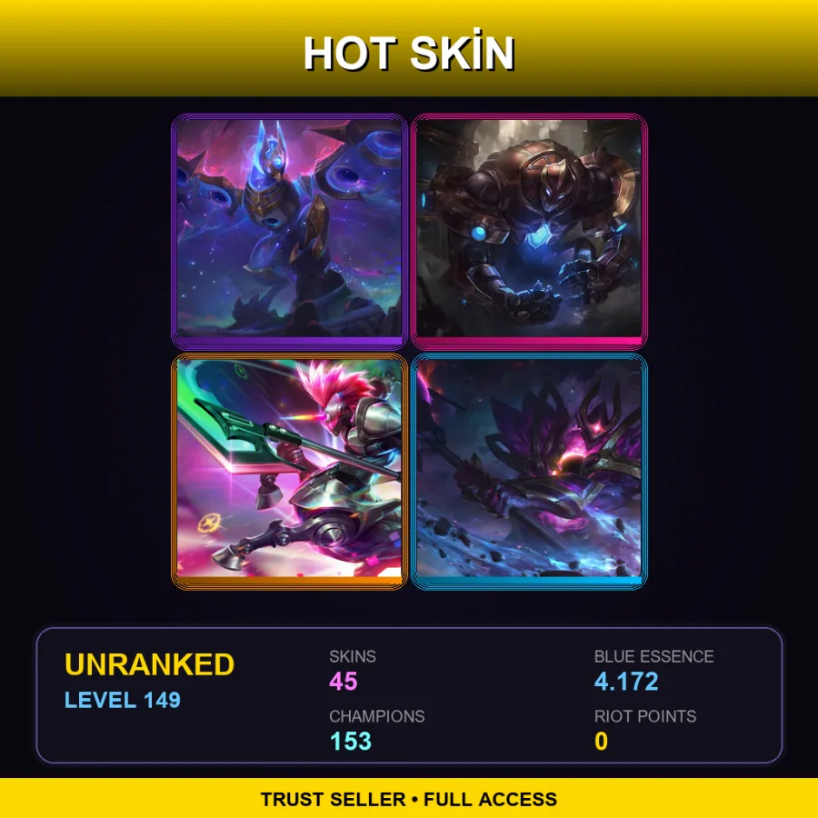LAN | Lv149 | Unranked | 45 Skin | 153 Champ — Unranked / Smurf League of Legends