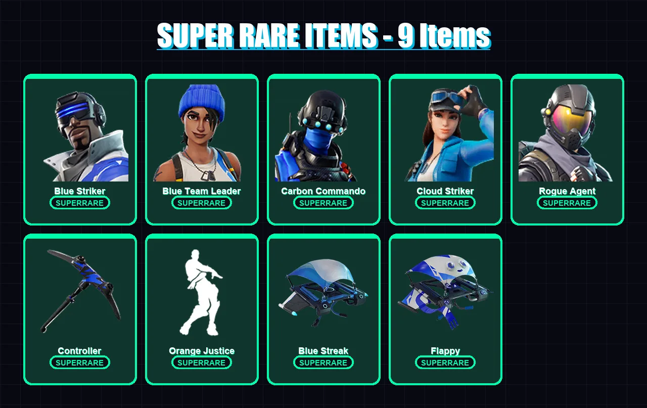 [PS4/PS5/XBOX/PC] | Blue Striker | Blue Team Leader | Carbon Commando | 47 skin | Lv887