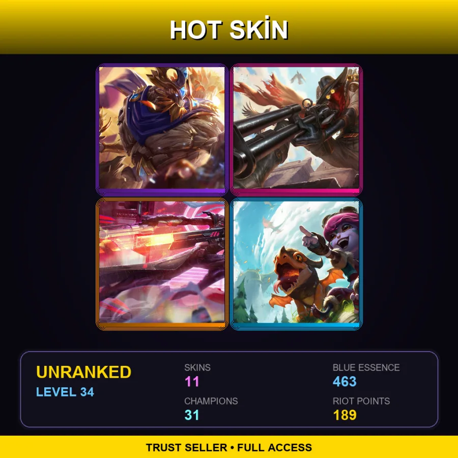 NA | Lv34 | Unranked | 11 Skin | 31 Champ — Dragon Trainer Tristana