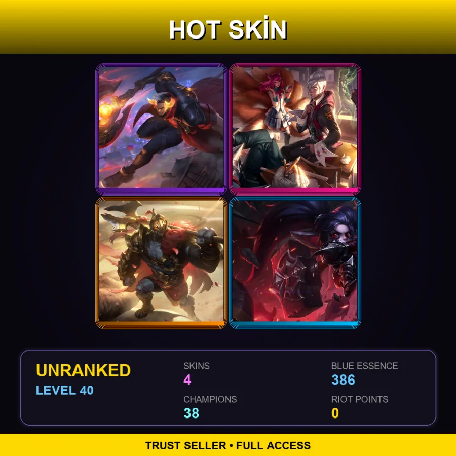 LAS | Lunar Beast Darius | Academy Vladimir | Jaximus | Noxus Poppy | 4 Skin | 38 Champ | Lv40