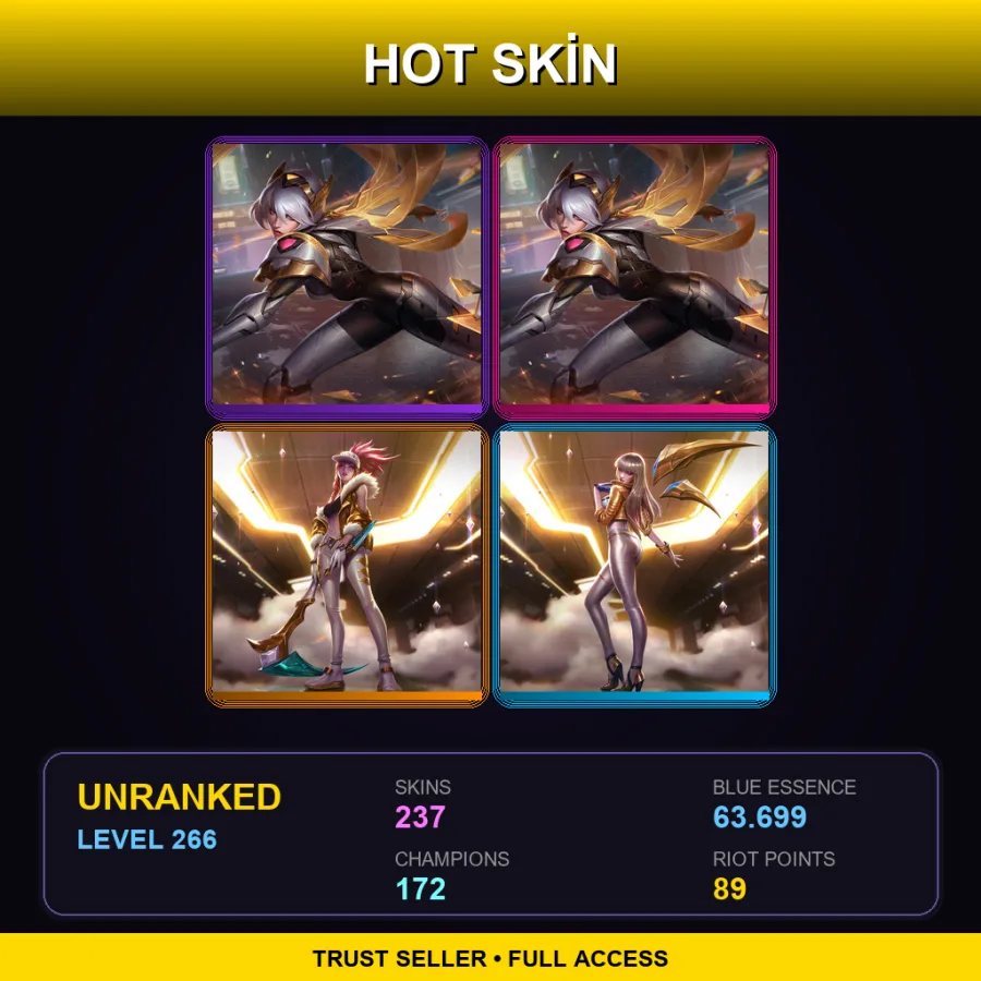 SG | Lv266 | Unranked | 237 Skin | 172 Champ