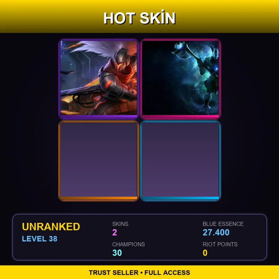 EUNE | Lv38 | Unranked | 2 Skin | 30 Champ — LoL account