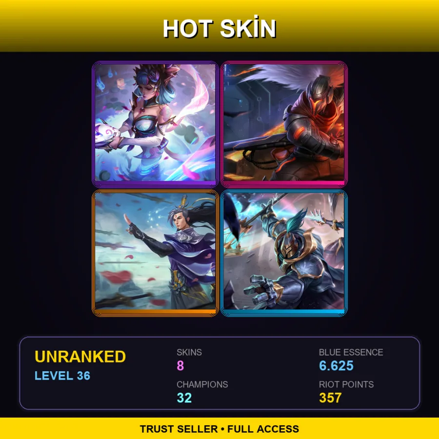 EUW | Lv36 | Unranked | 8 Skin | 32 Champ