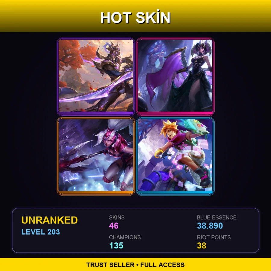 EUW | Lv203 | Unranked | 46 Skin | 135 Champ