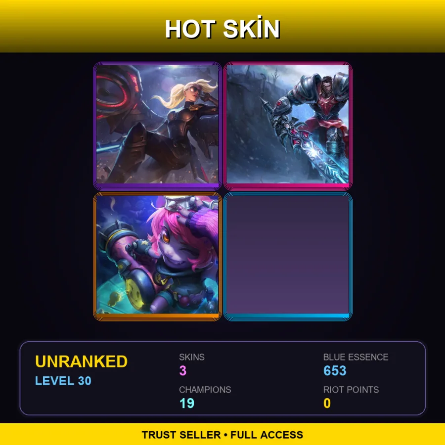 EUW | Lv30 | Unranked | 3 Skin | 19 Champ — LoL account