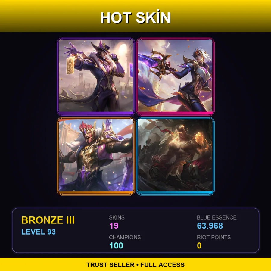 TR | Lv93 | Bronze III | 19 Skin | 100 Champ