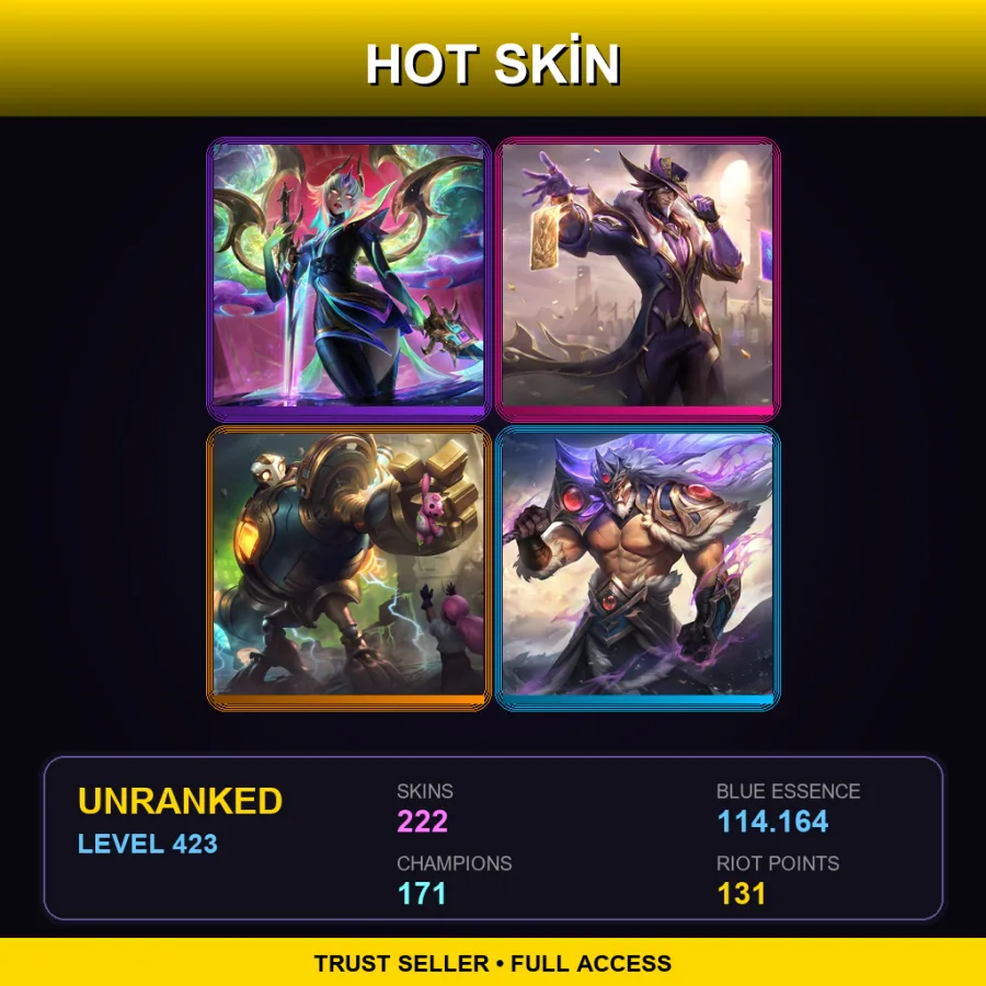 BR | Lv423 | Unranked | 222 Skin | 171 Champ — LoL account