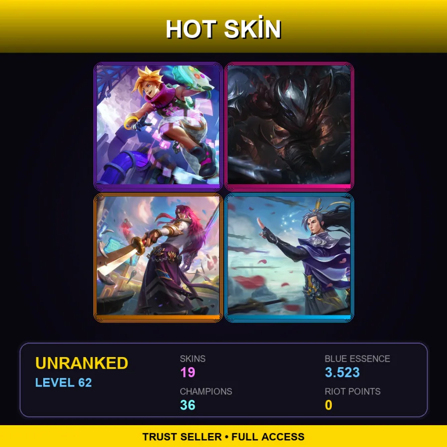 VN | Lv62 | Unranked | 19 Skin | 36 Champ