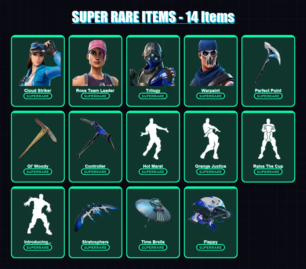 [PC/XBOX] | Cloud Striker | Rose Team Leader | Trilogy | Warpaint | Valor | 70 skin | 77 pickaxe | 97 emote | 79 glider | Lv1403 — Fortnite account