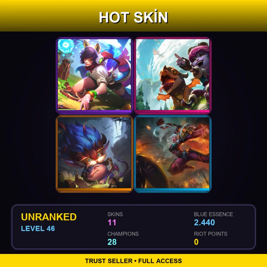 EUNE | Lv46 | Unranked | 11 Skin | 28 Champ — LoL account