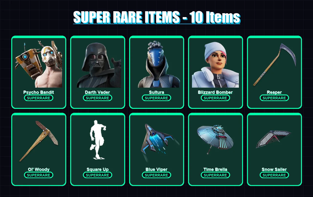 [PS4/PS5/XBOX/PC] | Psycho Bandit | Darth Vader | Sultura | Blizzard Bomber | Predator | 150 skin | 230 pickaxe | 152 emote | 157 glider | Lv3591