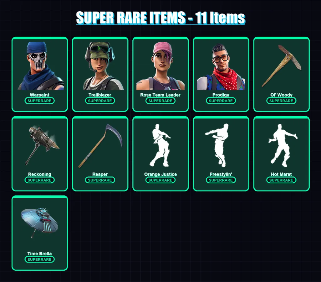 [PC/XBOX/PSN] | Warpaint | Trailblazer | Rose Team Leader | Prodigy | Ruin | 73 skin | 73 pickaxe | 80 emote | 71 glider | Lv1093