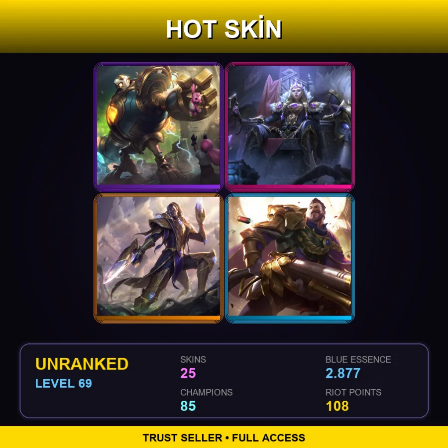 EUW | Lv69 | Unranked | 25 Skin | 85 Champ