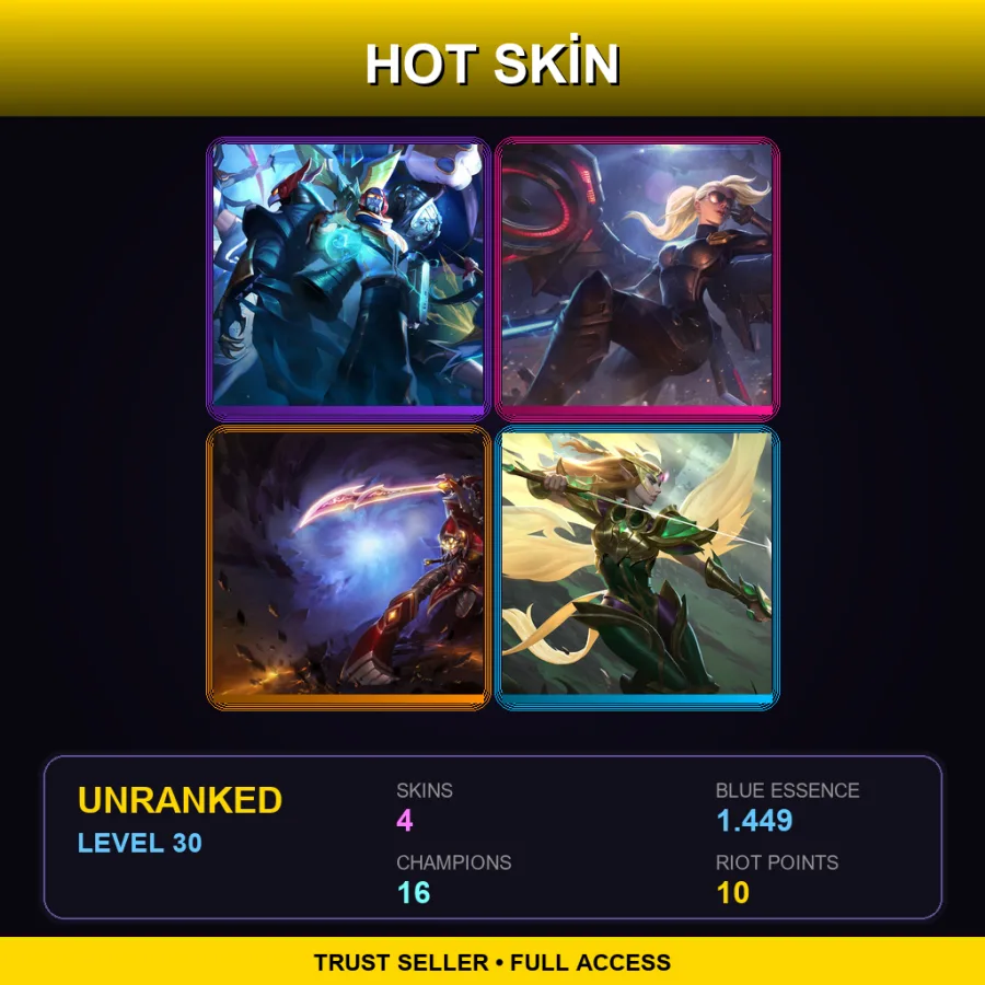 TR | Lv30 | Unranked | 4 Skin | 16 Champ