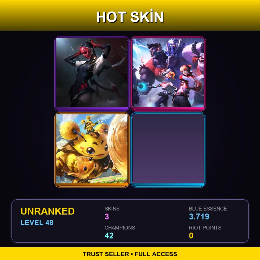 LAS | Lv48 | Unranked | 3 Skin | 42 Champ — LoL account