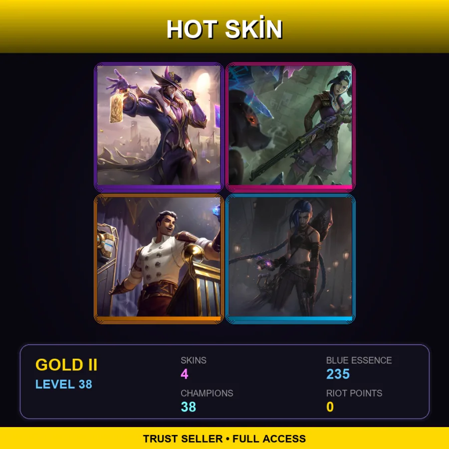 NA | Lv38 | Gold II | 4 Skin | 38 Champ