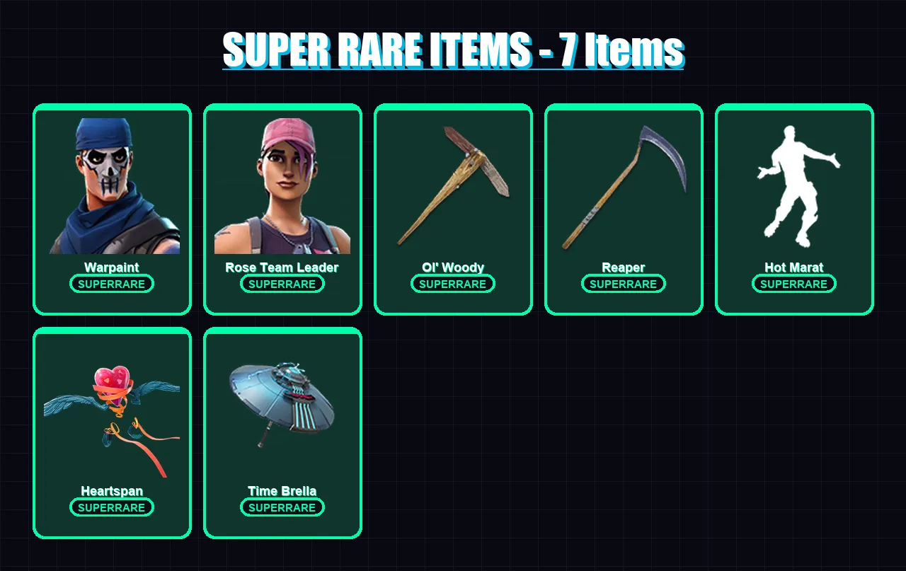 [PC/XBOX/PSN] | Warpaint | Rose Team Leader | Luxe | Ruin | Blackheart | 146 skin | 217 pickaxe | 166 emote | 179 glider | Lv2664