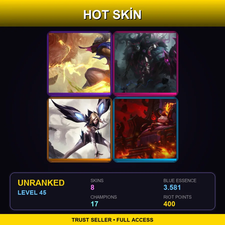 LAN | Lv45 | Unranked | 8 Skin | 17 Champ