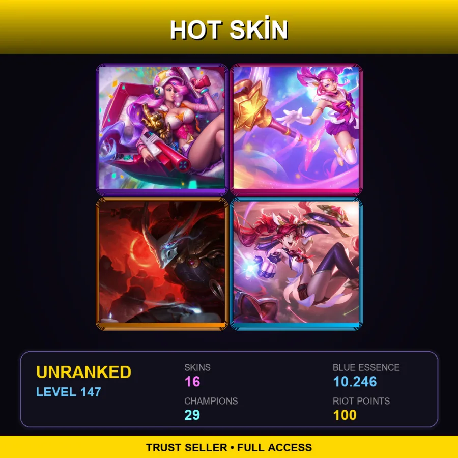 LAS | Lv147 | Unranked | 16 Skin | 29 Champ — LoL account