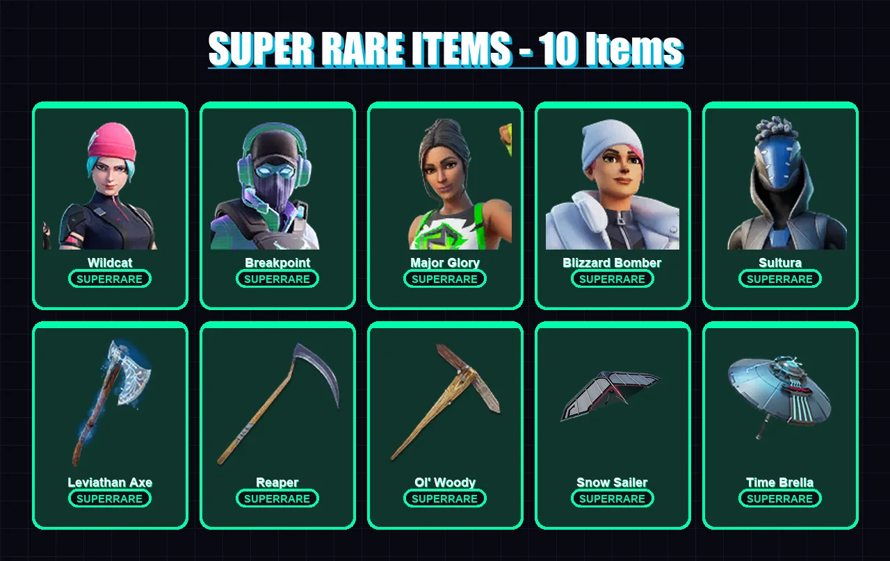 [PS4/PS5/XBOX/PC] | Wildcat | Breakpoint | Major Glory | Blizzard Bomber | Sultura | 327 skin | 296 pickaxe | 235 emote | 194 glider | Lv4810