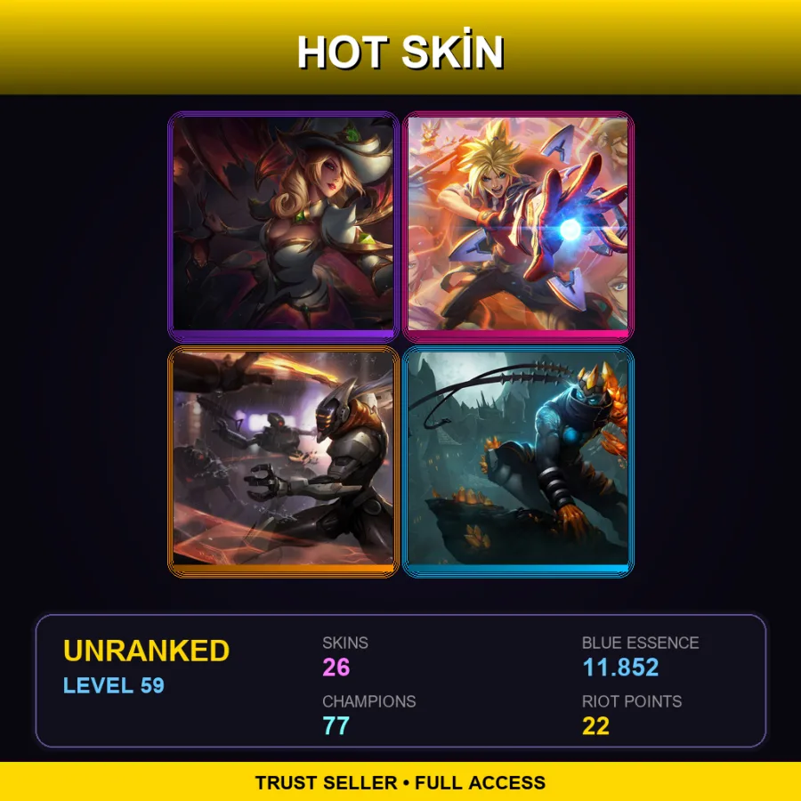 EUW | Lv59 | Unranked | 26 Skin | 77 Champ