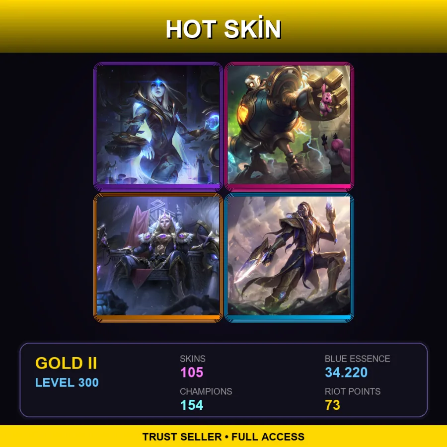 BR | Cosmic Queen Ashe | Victorious Blitzcrank | Victorious Sejuani | Victorious Lucian | 105 Skin | 154 Champ | Gold II | Lv300