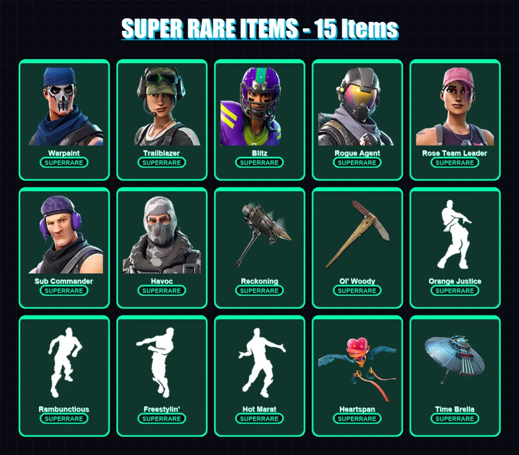 [PC/XBOX/PSN] | Warpaint | Trailblazer | Blitz | Rogue Agent | Rose Team Leader | 111 skin | 59 pickaxe | 101 emote | 58 glider | Lv698