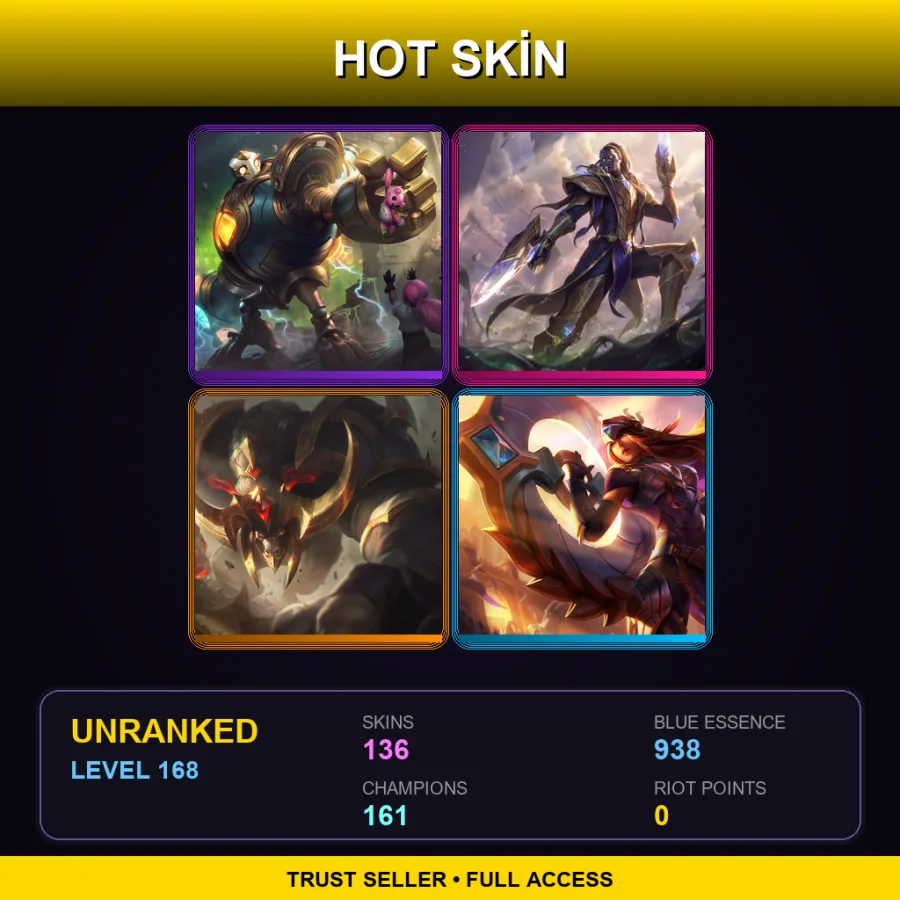 VN | Lv168 | Unranked | 136 Skin | 161 Champ