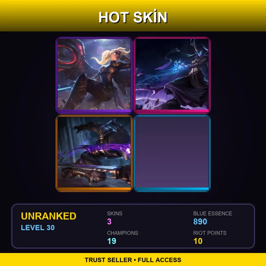 NA | Lv30 | Unranked | 3 Skin | 19 Champ