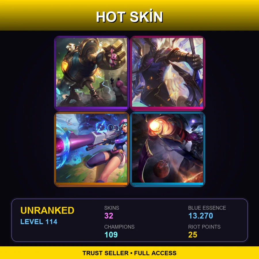 LAN | Lv114 | Unranked | 32 Skin | 109 Champ — Snow Bunny Nidalee