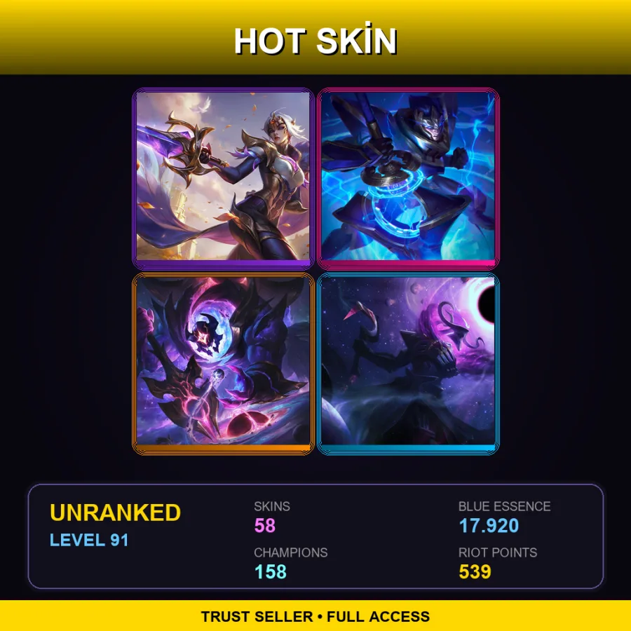 SG | Lv91 | Unranked | 58 Skin | 158 Champ