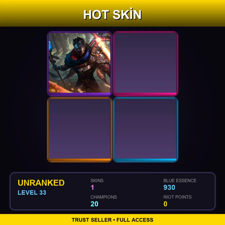 NA | Lv33 | Unranked | 1 Skin | 20 Champ — LoL account