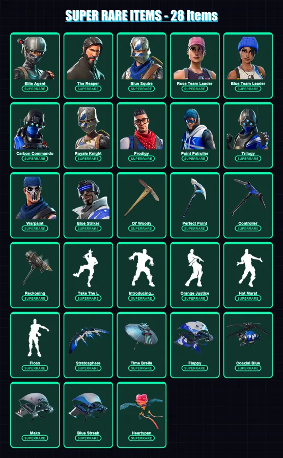 [PS4/PS5/PC] | Elite Agent | The Reaper | Blue Squire | Rose Team Leader | Blue Team Leader | 246 skin | 242 pickaxe | 178 emote | 178 glider | Lv18