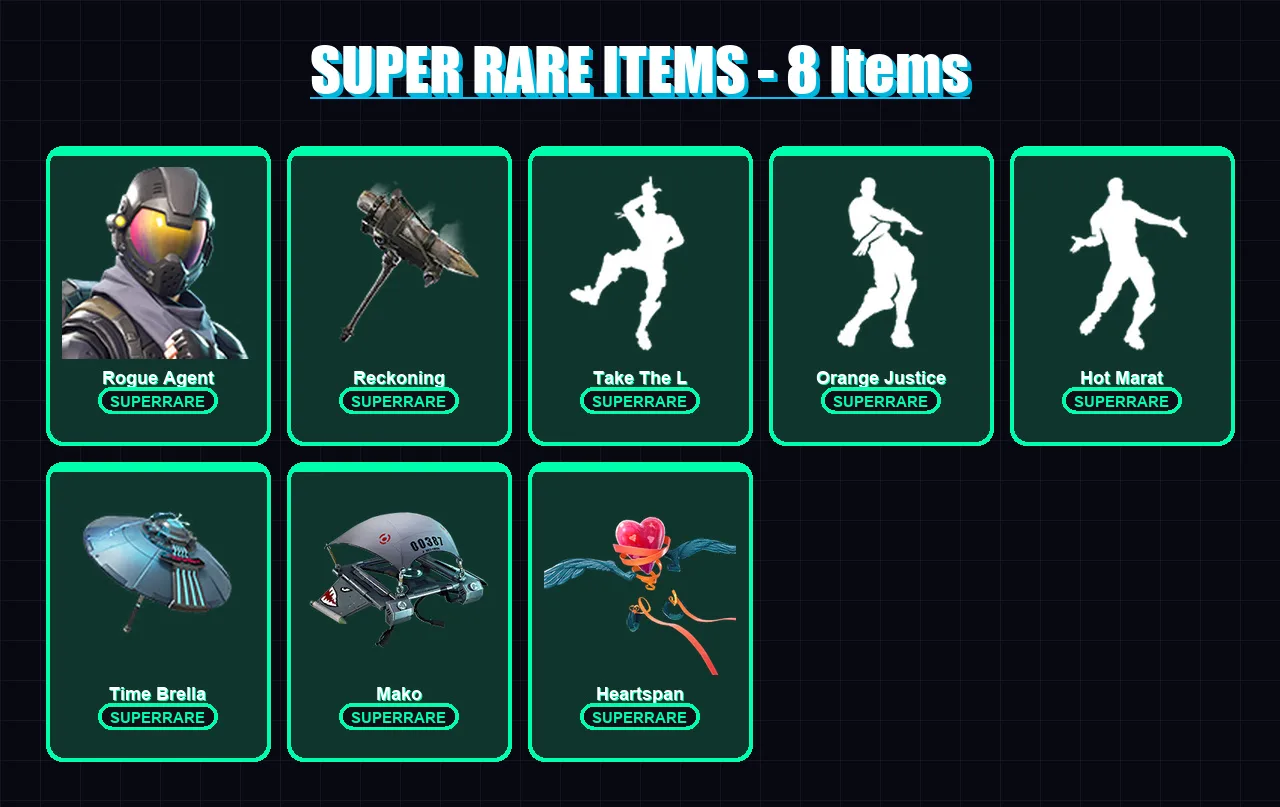 [PC/XBOX/PSN] | Rogue Agent | Carbide | Dire | Zenith | Enforcer | 60 skin | 50 pickaxe | 64 emote | 66 glider | Lv1193