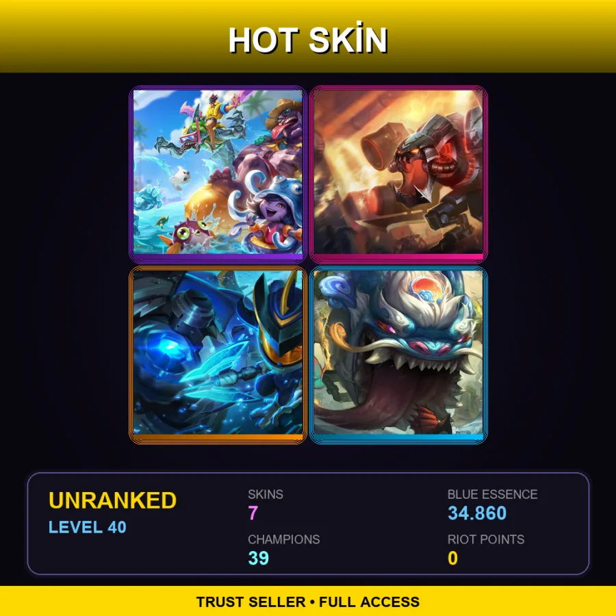 OCE | Lv40 | Unranked | 7 Skin | 39 Champ