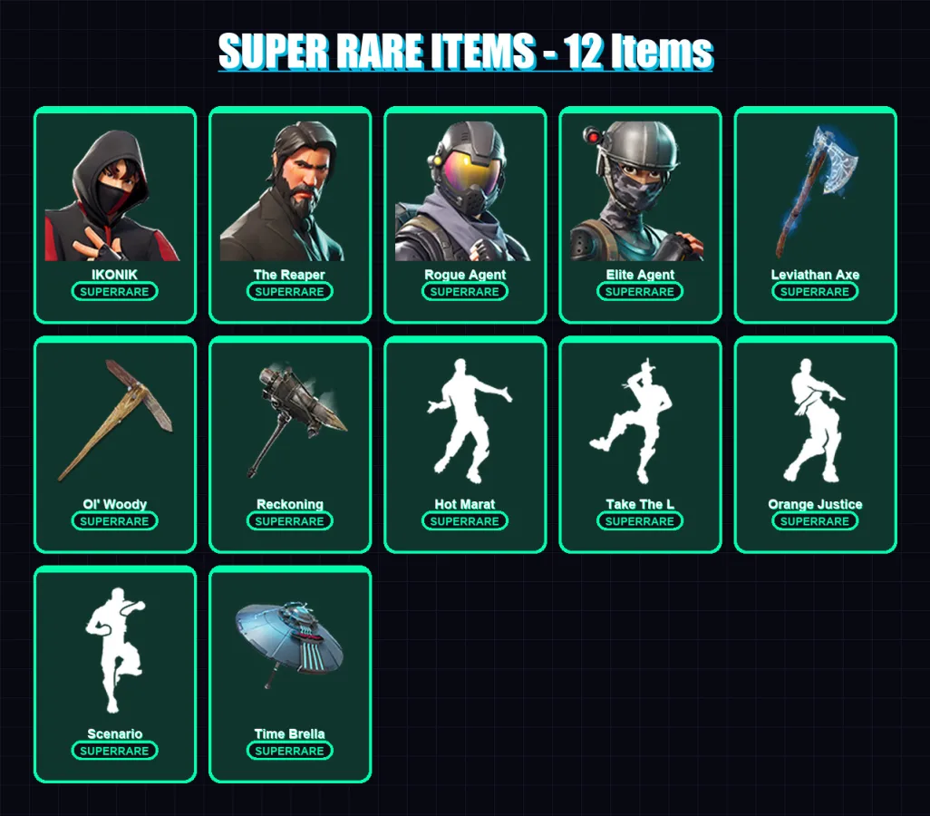 [PC/PSN] | IKONIK | The Reaper | Rogue Agent | Elite Agent | Dire | 141 skin | 133 pickaxe | 122 emote | 114 glider | Lv1713 — Fortnite account