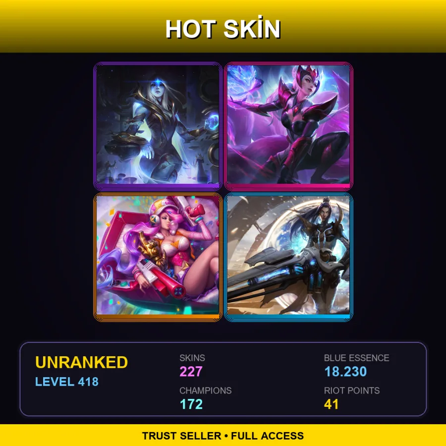 EUW | Lv418 | Unranked | 227 Skin | 172 Champ
