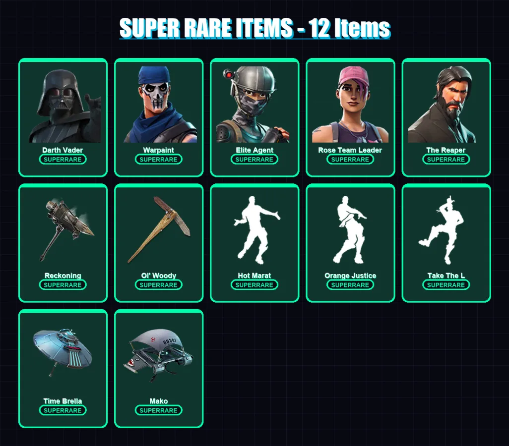 [PC/PSN] | Darth Vader | Warpaint | Elite Agent | Rose Team Leader | The Reaper | 357 skin | 379 pickaxe | 322 emote | 304 glider | Lv4279