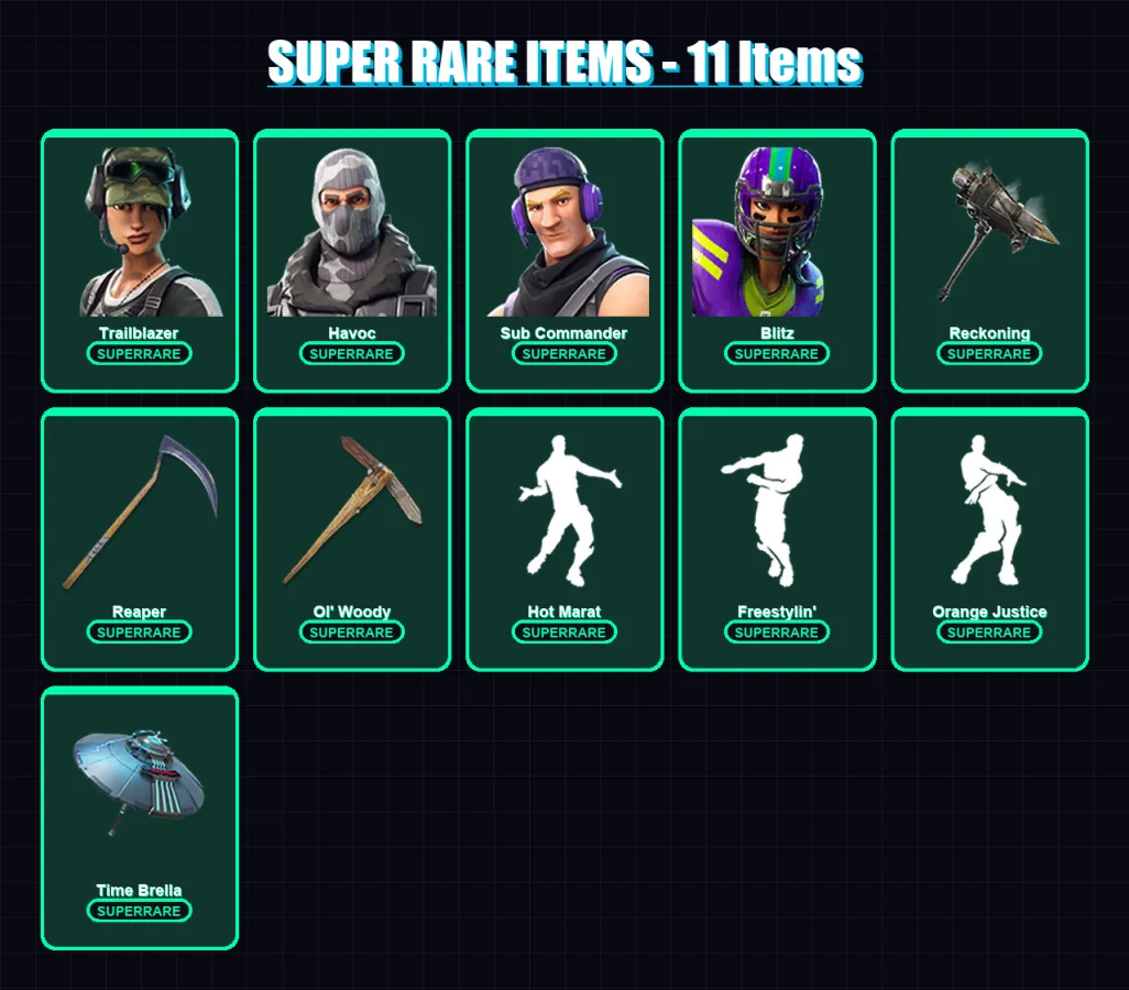 [PC/PSN] | Trailblazer | Havoc | Sub Commander | Blitz | Enforcer | 103 skin | 68 pickaxe | 74 emote | 61 glider | Lv608