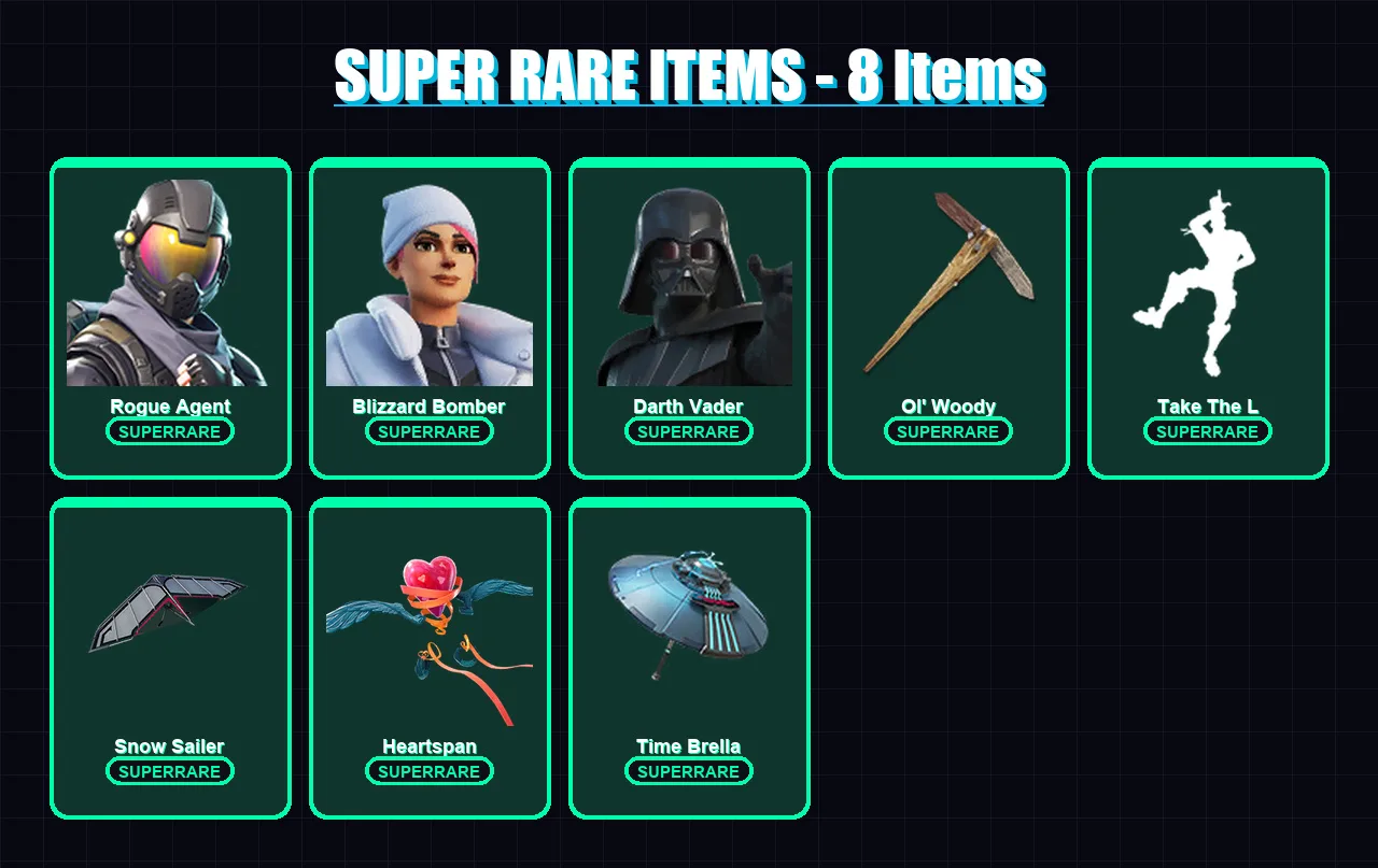 [PS4/PS5/PC] | Rogue Agent | Blizzard Bomber | Darth Vader | Hades | Shogun | 403 skin | 342 pickaxe | 269 emote | 181 glider | Lv2337