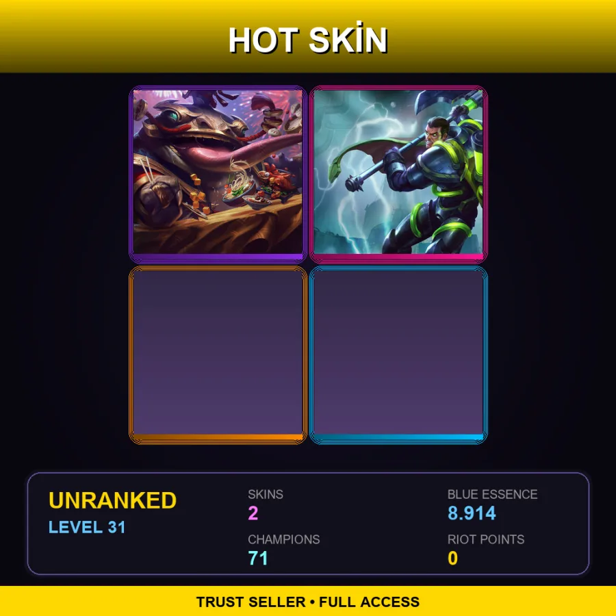 EUW | Lv31 | Unranked | 2 Skin | 71 Champ — LoL account
